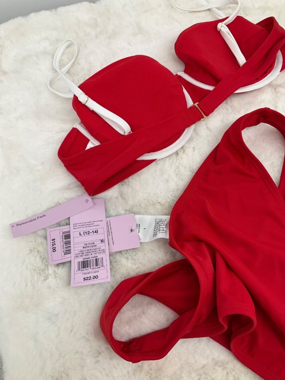 Wild Fable L (12-14) Red & White Underwire Bikini Set With Removable Pads - Picture 6 of 7